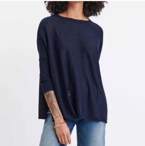 Mersea Catalina Sweater OS Navy Oversized Tunic Travel Old Money Quiet Luxury